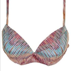 Raisins Moonshadow Underwire Push-up Bikini Swim Top M Tangerine